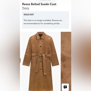 IN SEARCH OF- Theory Reese Belted Suede Coat in tobacco